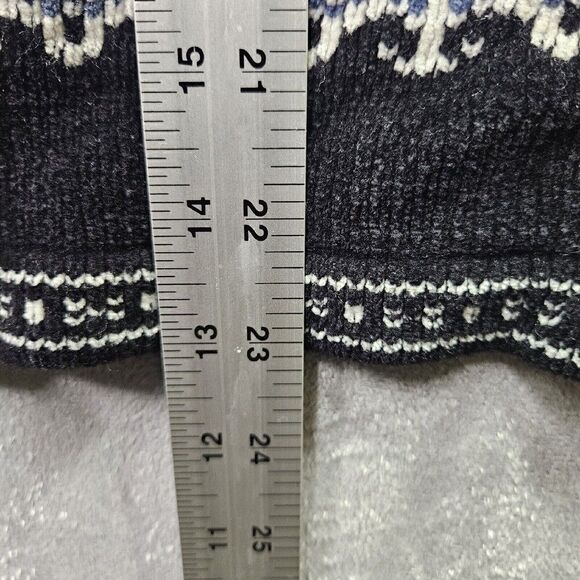 Vtg Croft & Barrow Sweater Womens L Blue Knit Abstract Toggle Button Cardigan - Picture 4 of 7